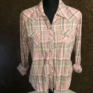 Silver lake Pink Plaid Snap Front Shirt